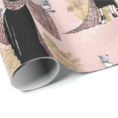 バラ金ゴールドと赤面ピンクアールデコワイン ラッピングペーパー (ロールコーナー)