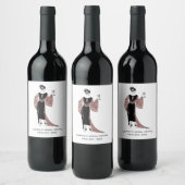 バラ金ゴールドと赤面ピンクアールデコワイン ワインラベル (ボトル)