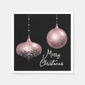 バラ金ゴールドと赤面ピンククリスマスボーブル スタンダードカクテルナプキン (正面)