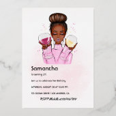 バラ金ゴールドと赤面ピンクシャンパンバースデーパーティー 箔招待状 (裏面)