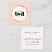 バラ金ゴールドと赤面ピンクフォトグラファーのメディアアイコン スクエア名刺 (正面/裏面)