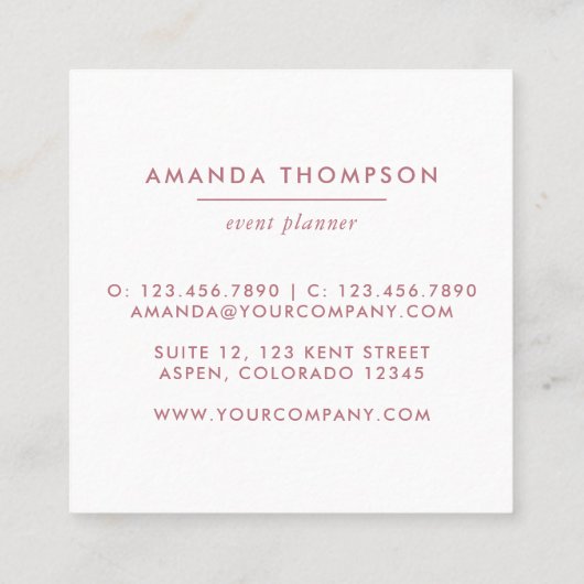 バラ金ゴールドと赤面ピンクフォトグラファーのメディアアイコン スクエア名刺 (裏面)