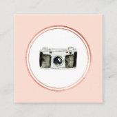 バラ金ゴールドと赤面ピンクフォトグラファーのメディアアイコン スクエア名刺 (正面)