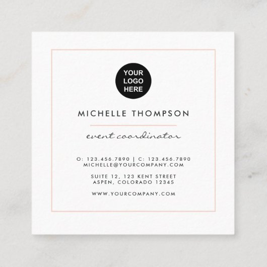 バラ金ゴールドと赤面ピンクロゴ旅行 スクエア名刺 (裏面)