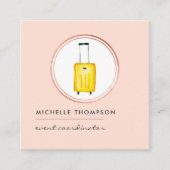 バラ金ゴールドと赤面ピンクロゴ旅行 スクエア名刺 (正面)