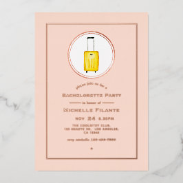 バラ金ゴールドと赤面ピンク旅行バチェロレッテ 箔招待状