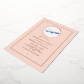 バラ金ゴールドと赤面ピンク旅行バチェロレッテ 箔招待状 (回転した状態)