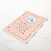 バラ金ゴールドと赤面ピンク熱帯バチェロレッテ 箔招待状 (回転した状態)