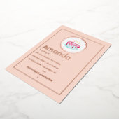 バラ金ゴールドと赤面ピンク4thバースデーガールパーティー 箔招待状 (回転した状態)