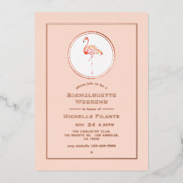 バラ金ゴールドと赤面フラミンゴバチェロレッテ週末 箔招待状