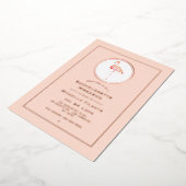 バラ金ゴールドと赤面フラミンゴバチェロレッテ週末 箔招待状 (回転した状態)