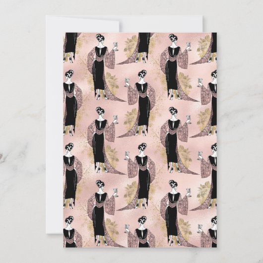 バラ金ゴールドと赤面フランスのワインをテーマ結婚にした 招待状 (裏面)