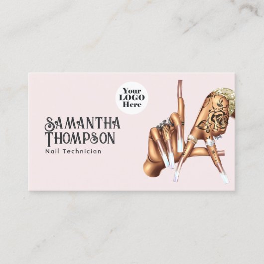 バラ金ゴールドと赤面ロサンゼルスマニキュアサロン 名刺 (正面)