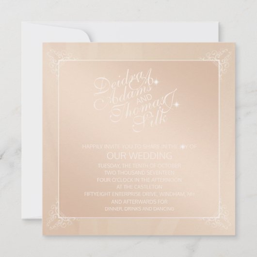 バラ金ゴールドと赤面招待状 招待状 (裏面)