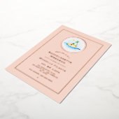 バラ金ゴールドと赤面熱帯バチェロレッテ週末 箔招待状 (回転した状態)