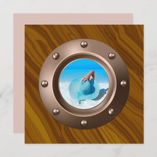 バラ金ゴールドと赤面航海の誕生日パーティーの写真 招待状 (正面/裏面)