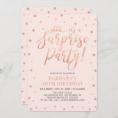 バラ金ゴールドと赤面 |サプライズの女性の誕生日パーティー 招待状 (正面/裏面)