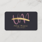 バラ金ゴールドと金ゴールドブラシストロークQRコード 名刺 (正面)