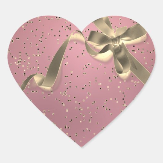 バラ金ゴールドと金ゴールドボウ ハートシール (正面)