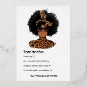 バラ金ゴールドと金ゴールドレオパードアフロバースデーパーティー 箔招待状 (裏面)