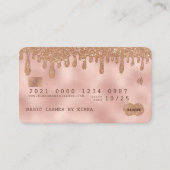 バラ金ゴールドと銅グリッターラグジュアリークレジットスタイル 名刺 (正面)