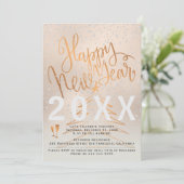 バラ金ゴールドと銅メタリック新年パーティー 招待状 (スタンド正面)