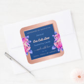 バラ金ゴールドと青グラデーション製品の包装ラベル スクエアシール (封筒)