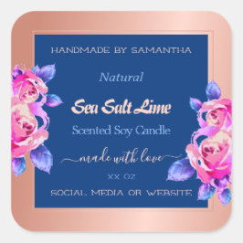 バラ金ゴールドと青グラデーション製品の包装ラベル スクエアシール