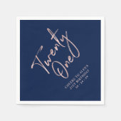 バラ金ゴールドと青モダン大人21歳の誕生日パーティー スタンダードカクテルナプキン (正面)