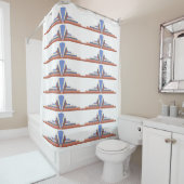 バラ金ゴールドと青 シャワーカーテン (インサイチュ)