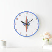 バラ金ゴールドと青 ラージ壁時計 (ホーム)