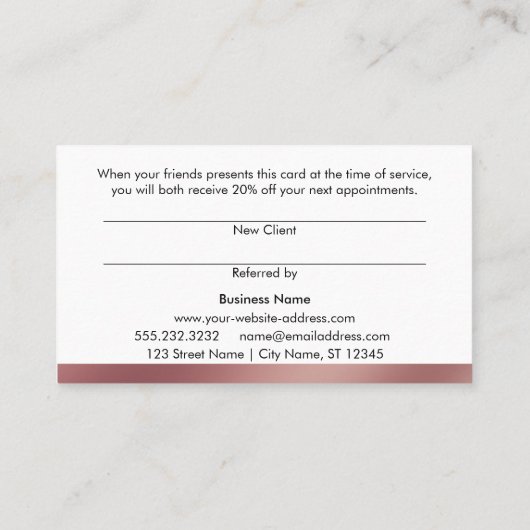 バラ金ゴールドと黒い対角ストライプ紹介カード 紹介カード (裏面)