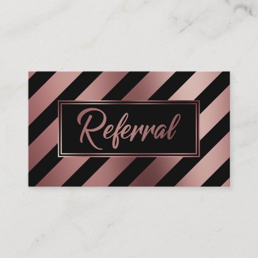 バラ金ゴールドと黒い対角ストライプ紹介カード 紹介カード (正面)