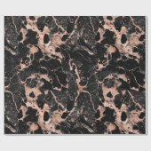 バラ金ゴールドと黒の大理石 ラッピングペーパー (フラット)