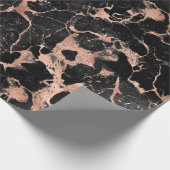 バラ金ゴールドと黒の大理石 ラッピングペーパー (角)