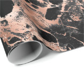 バラ金ゴールドと黒の大理石 ラッピングペーパー (ロールコーナー)