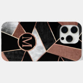 バラ金ゴールドと黒の幾何学的パターン Case-Mate iPhoneケース (裏面 (横))