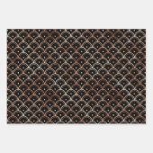 バラ金ゴールドと黒アールデコパターン ラッピングペーパーシート (正面3)