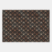 バラ金ゴールドと黒アールデコパターン ラッピングペーパーシート (正面)