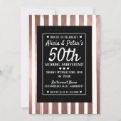 バラ金ゴールドと黒エレガントスタイル招待 招待状 (正面)