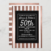 バラ金ゴールドと黒エレガントスタイル招待 招待状 (正面/裏面)