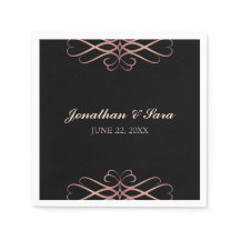 バラ金ゴールドと黒エレガントパーソナライズされた結婚の