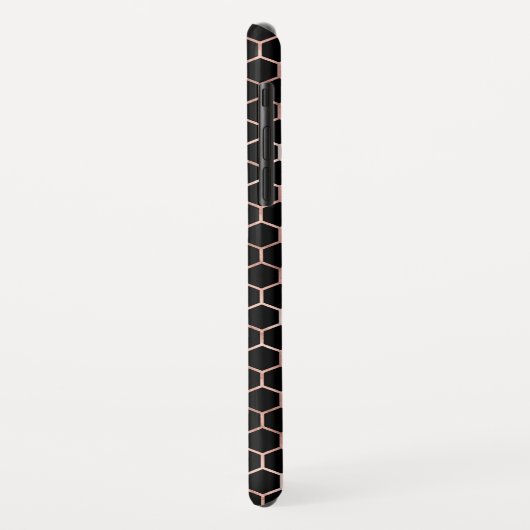 バラ金ゴールドと黒ガーリー六角パターン Case-Mate iPhoneケース (裏面/左)