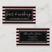 バラ金ゴールドと黒ストライプ髪とメイクアップ 名刺 (正面/裏面)