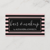 バラ金ゴールドと黒ストライプ髪とメイクアップ 名刺 (正面)