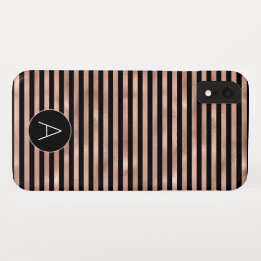 バラ金ゴールドと黒パガーリータストライプのーン Case-Mate iPhoneケース (裏面(横))