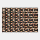 バラ金ゴールドと黒フローラアールデコパターン ラッピングペーパーシート (正面2)