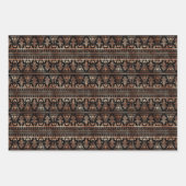 バラ金ゴールドと黒フローラアールデコパターン ラッピングペーパーシート (正面)