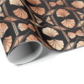 バラ金ゴールドと黒フローラアールデコパターン ラッピングペーパー (ロールコーナー)