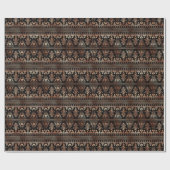 バラ金ゴールドと黒フローラアールデコパターン ラッピングペーパー (フラット)